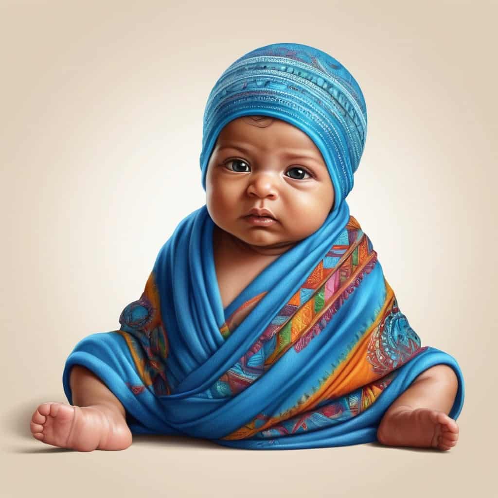 नीला नवजात शिशु पहने हुए भारतीय बच्चे 1