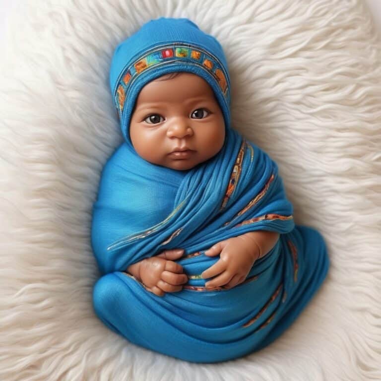 Bebé indio vestido de azul recién nacido 3